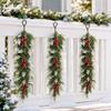 Gold Powder Christmas Wreath Artificial Poinsettia Fake Flower Wreath  Holiday Decoration