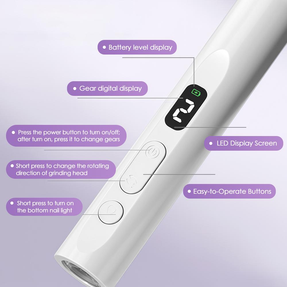 Electric Nail Drill Machine with UV Lamp Drill Off Gel Manicure Nail Polisher Set with Drill Bits Sanding Bands Nail Supplies