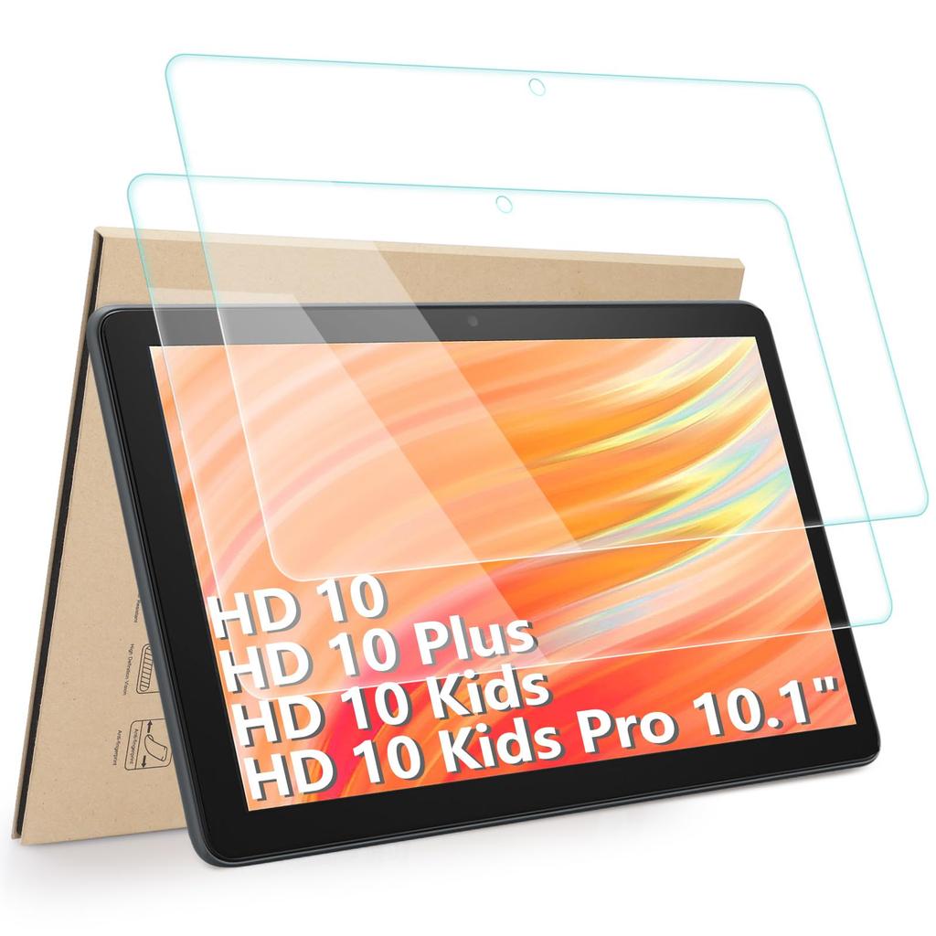Hianjoo Set of 2 Fire HD 10 Tablet Compatible Protective Film Tempered Glass Fire HD HD 10 Kids HD 10 Kids Pro Compatible Film Glass Film LCD