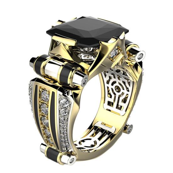 

Кольцо унисекс, винтажное, готическое, роскошное, блестящие стразы, гальваническое украшение, подарки для мужчин и женщин, кубический цирконий US 6 чёрный