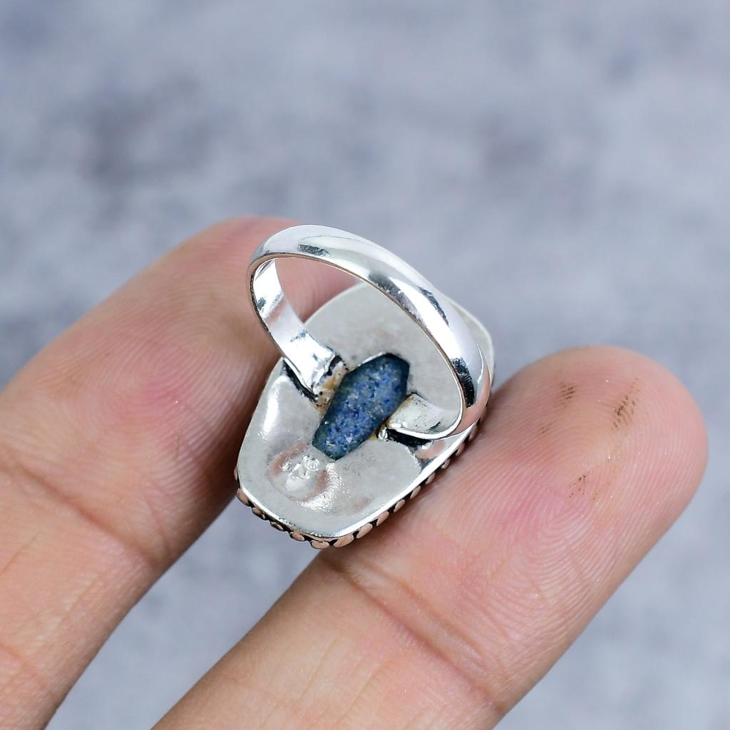 Lapis Lazuli Gemstone Handmade 925 Sterling Silver Jewelry Ring Size 8 M-2579