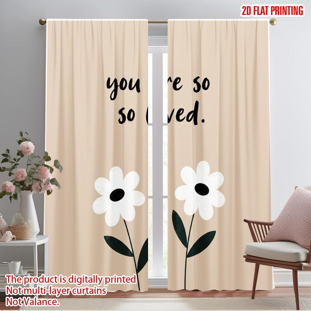 

2 шт. 2D плоская печать Шторы для оконной драпировки Тебя так любят Цветочная полиэстеровая ткань Без электричества Праздничные украшения 52.50×116.00 CM 2pcs
