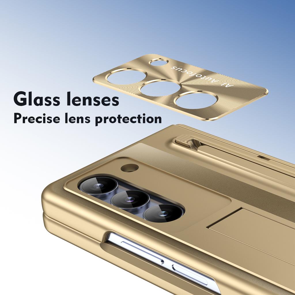 RENGZ støtsikkert hengselbeskyttelsesveske for Samsung Galaxy Z Fold 6 5 4 med pennestativ Fold5 Beskyttende filmdeksel i herdet glass
