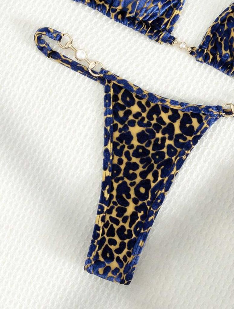 2025 Pearl Leopard Print Sexy Thong Swimsuit