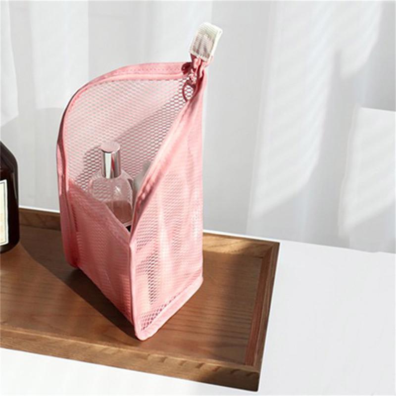 1 Stück faltbare Reißverschluss-Reise-Make-up-Pinseltasche Tragbare Netz-Kosmetiktasche Reise-Make-up-Tasche Zahnbürste Wasch-Organizer