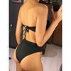 S - XL Bandeau Wrinkled Female Swimsuit High Waist Bikini Women Swimwear Two-pieces Bikini Set Bather Bathing Suit Swim