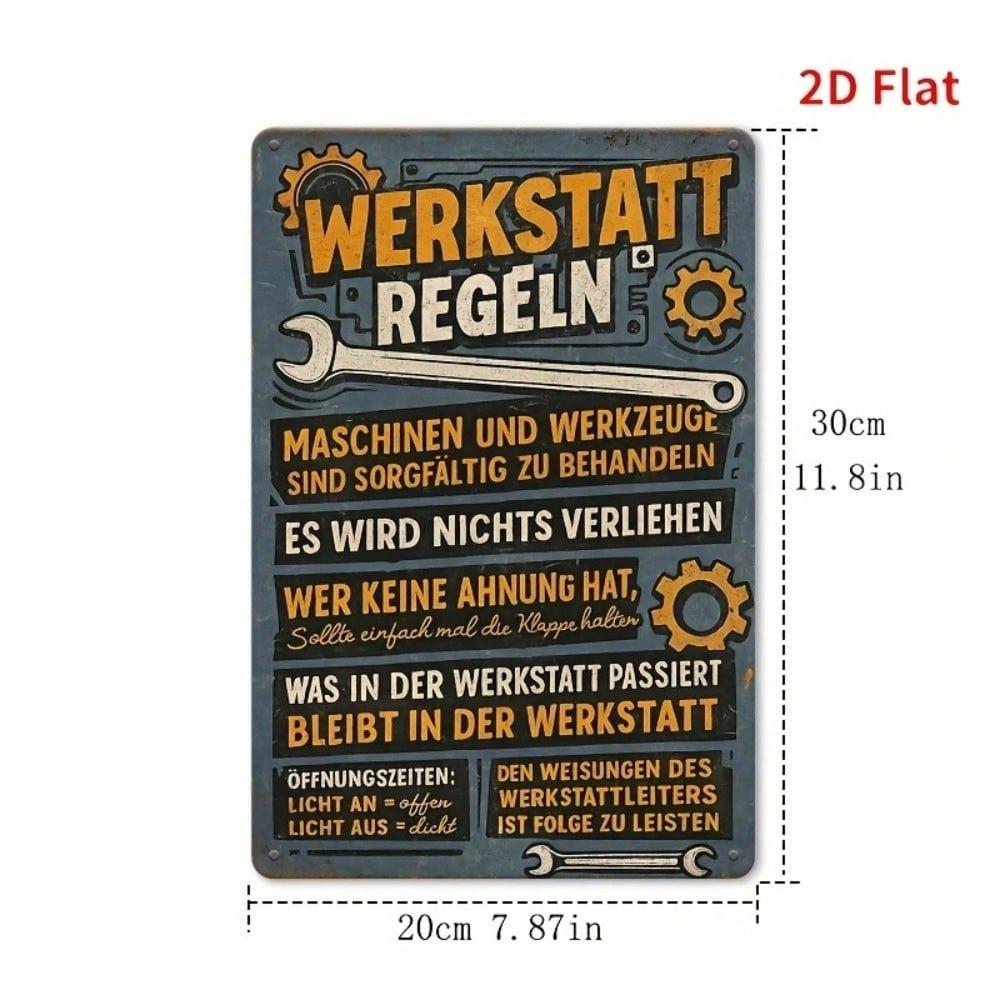 Vintage German Workshop Metal Wall Sign Bar Cafe Garage Home Decor Tin Plaque