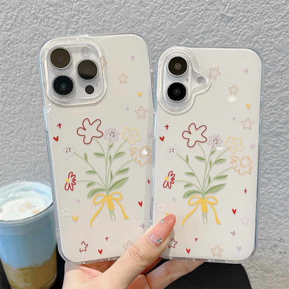 Painted Phone Case for iPhone 12 13 15 16 iPhone 16 12 13 14 15 Pro  14 15 16 Pro Max Coverage Shockproof Anti-Fingerprint Fresh Style Protective Case