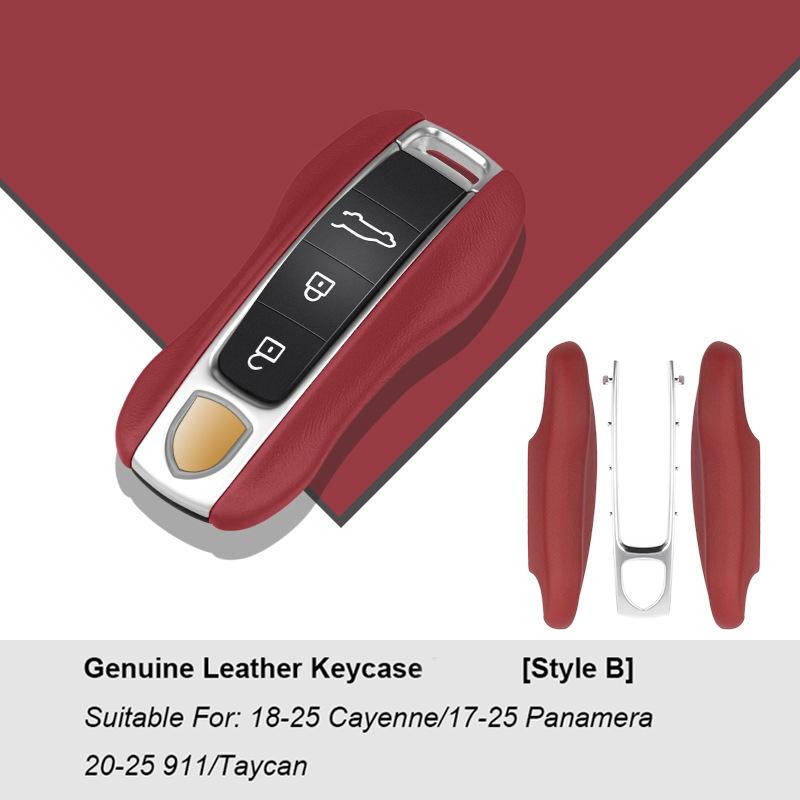 For Porsche Boxster Cayman 911 Panamera Cayenne Macan Leather Fob Remote Keys Case Key Cover Key Shell Replace
