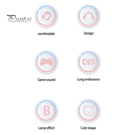 1 Set Headphone Foldable RGB Light Bear-shape Bluetooth-compatible 5.0 Wireless Headset Computer Accessories