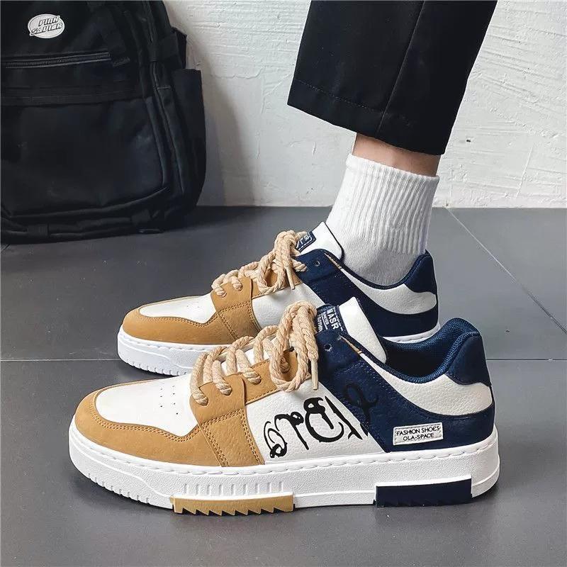 

Men Athletic Shoes Brand Men Sneakers 2025 Casual Sports Shoes for Men Fashion Stitching Student Sneakers Adult Vulcanized Shoes 44 жёлтый