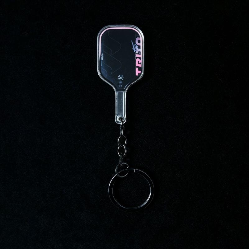 Pickleball Racket Acrylic Key Ring Colorful Hollow Golf Ball Design Lightweight Keychain for Backpack Decor