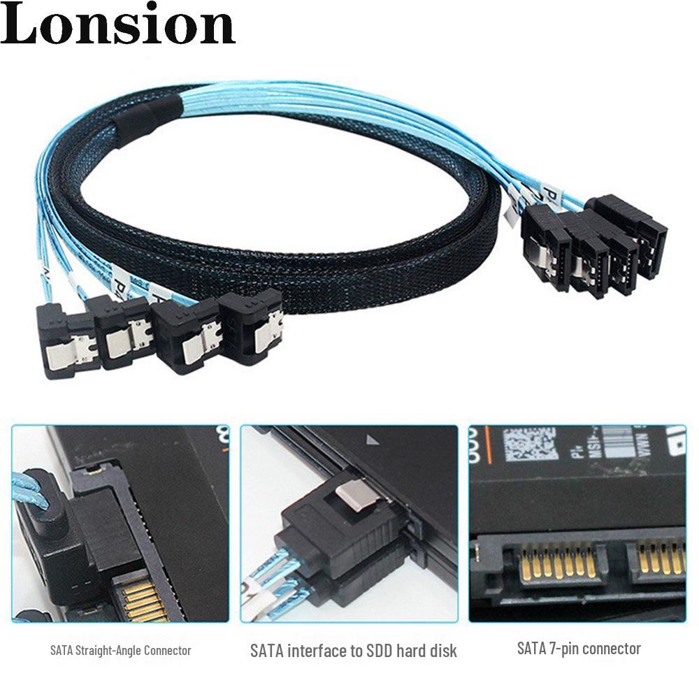

SAS4.0 4SATA to 4SATA Internal 90° SSD Motherboard Connection Cable 0.5m чёрный
