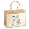 Beach Bag - PLANETEE - Jute with Nathaël Pocket Definition - Cotton - Beige - Large Capacity