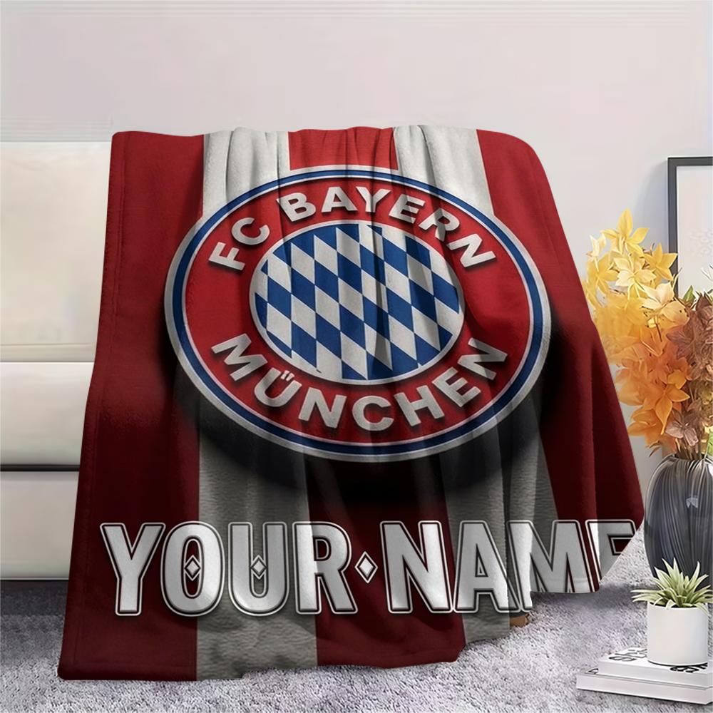 1PC Custom Name Bayern Munich Patterned Flannel Blanket Suitable For All Seasons for Home Decor Warmth and Comfort Gifts Holiday Present