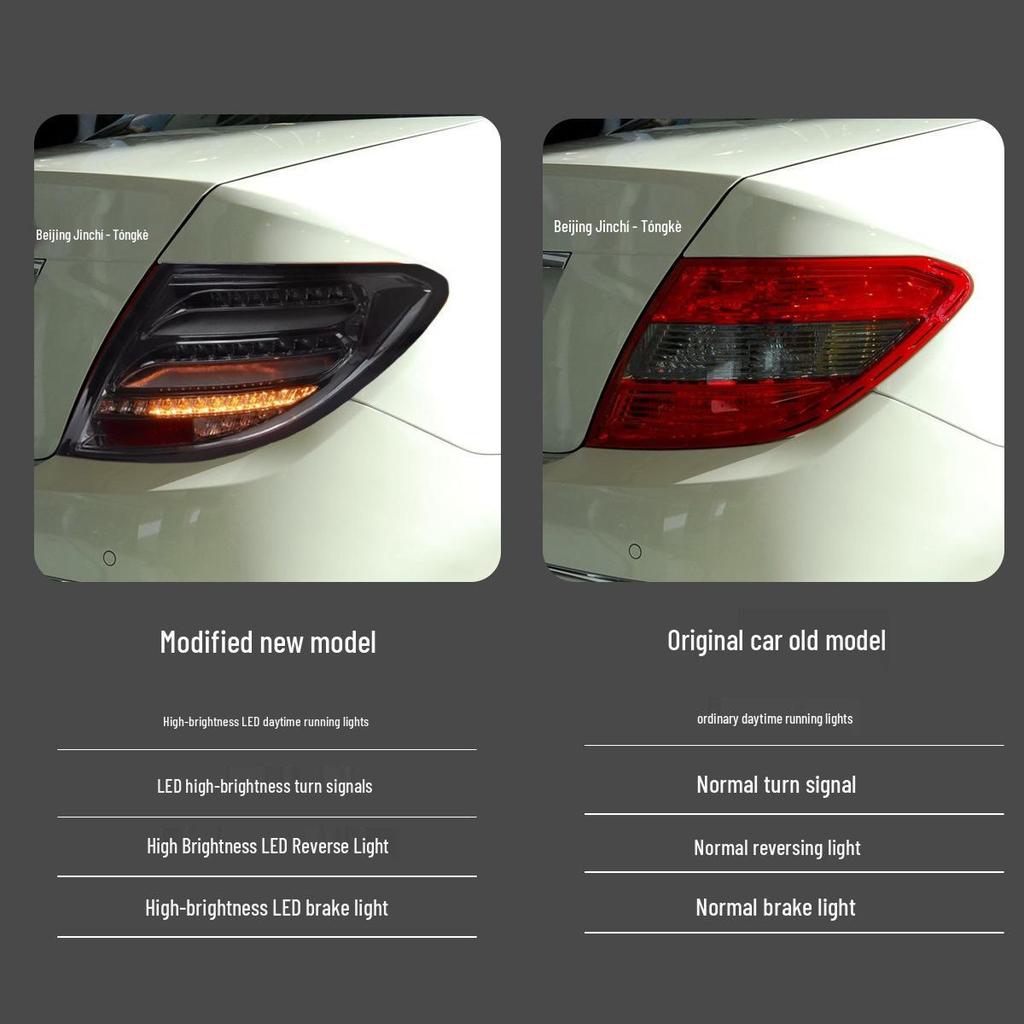 Compatible with 07-14 Mercedes-Benz C-Class W204 LED Taillight Assembly with Flowing Turn Signal and Daytime Running Light