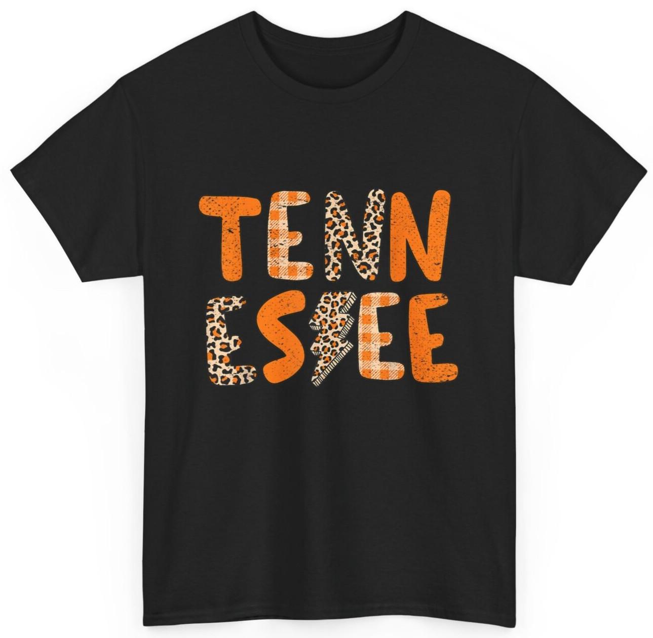 Tennessee State Flag Orange Plaid Leopard TN T-shirt XXXXL