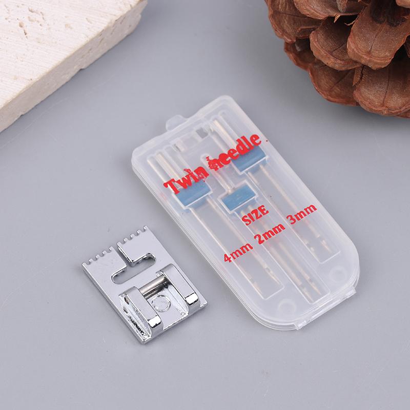 9 Groove Pintuck Presser Foot + 3 Pcs Double Head Sewing Machine Needles 3 Size 2/3/4Mm For Household Sewing Machine Accessories
