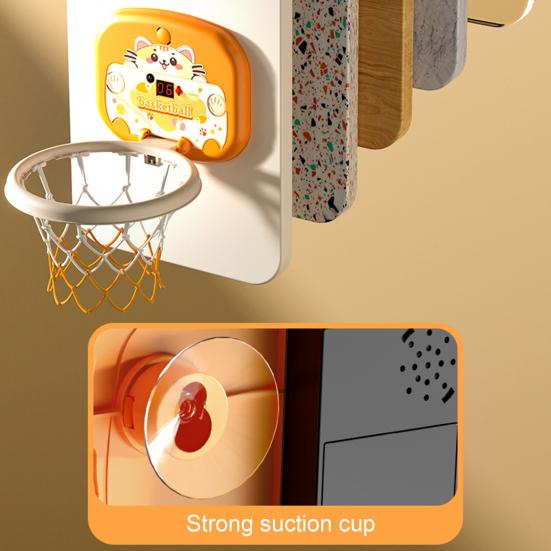 Indoor Mini Basketball Hoop Toy with LED Scoreboard Adjustable Height Wall Mount Basketball Shoot Game Toddlers Boys Cartoon Animal Basketball Hoop