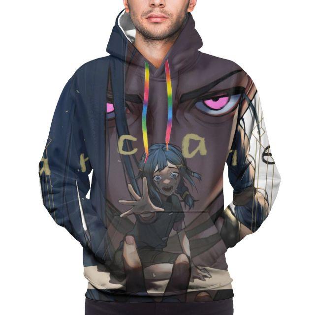 Arcane Jinx Sweat à capuche surdimensionné pour homme – Sweat-shirt Streetwear Anime – Pull décontracté de style Harajuku