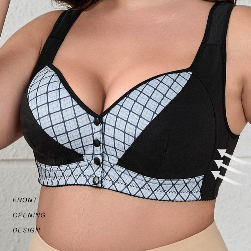 High Impact Front-closure Supportive Wireless Workout Bra Sexy Bra Plus Size Underwear Wire-free Vest Style XL-4XL