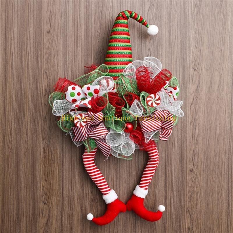 Bożonarodzeniowa Lalka z Długimi Nogami Wianek Festiwalowe Tło Krasnal Wianek Ozdoby