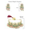 Pink & Green Beads Cluster Drops Kundan Choker Necklace Earring & Ring Set For Women