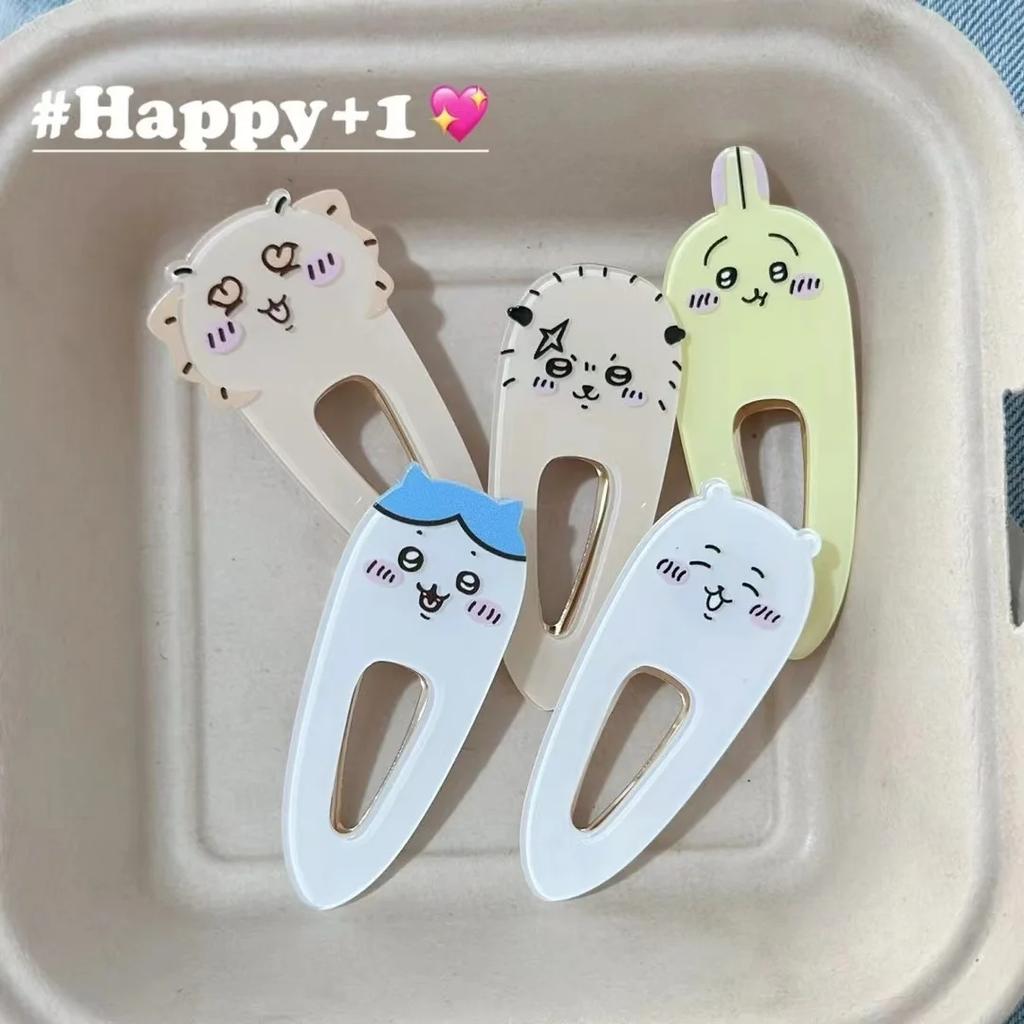 New jiyi Rakko Acrylic Hairpin Hachiware Usagi Momonga Squirrel Chestnut Head Cute Cartoon Duckbill Clip Student Girl