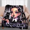 1PC Custom Name Gothic Cat Girl Artwork flannel blanket versatile,all-season throw suitable for the living room,bedroom,camping,travel,and gift