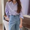Women's Purple Korean-Style Slim Fit Long Sleeve Shirt: Spring/Autumn 2025 Collection