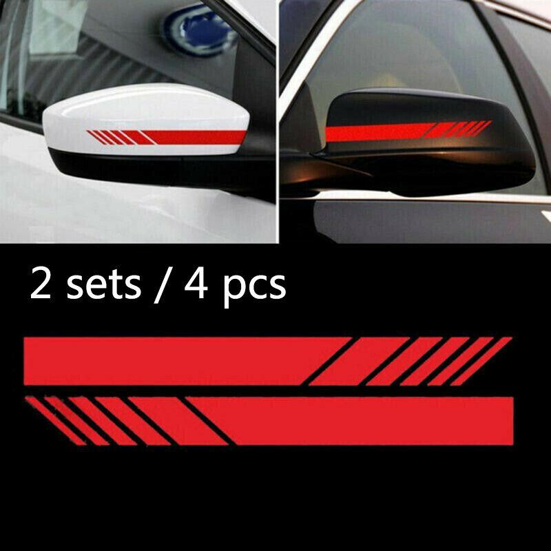 4x Adesivo de vinil vermelho de fibra de carbono para carro, decalque para espelho retrovisor, acessórios faça você mesmo