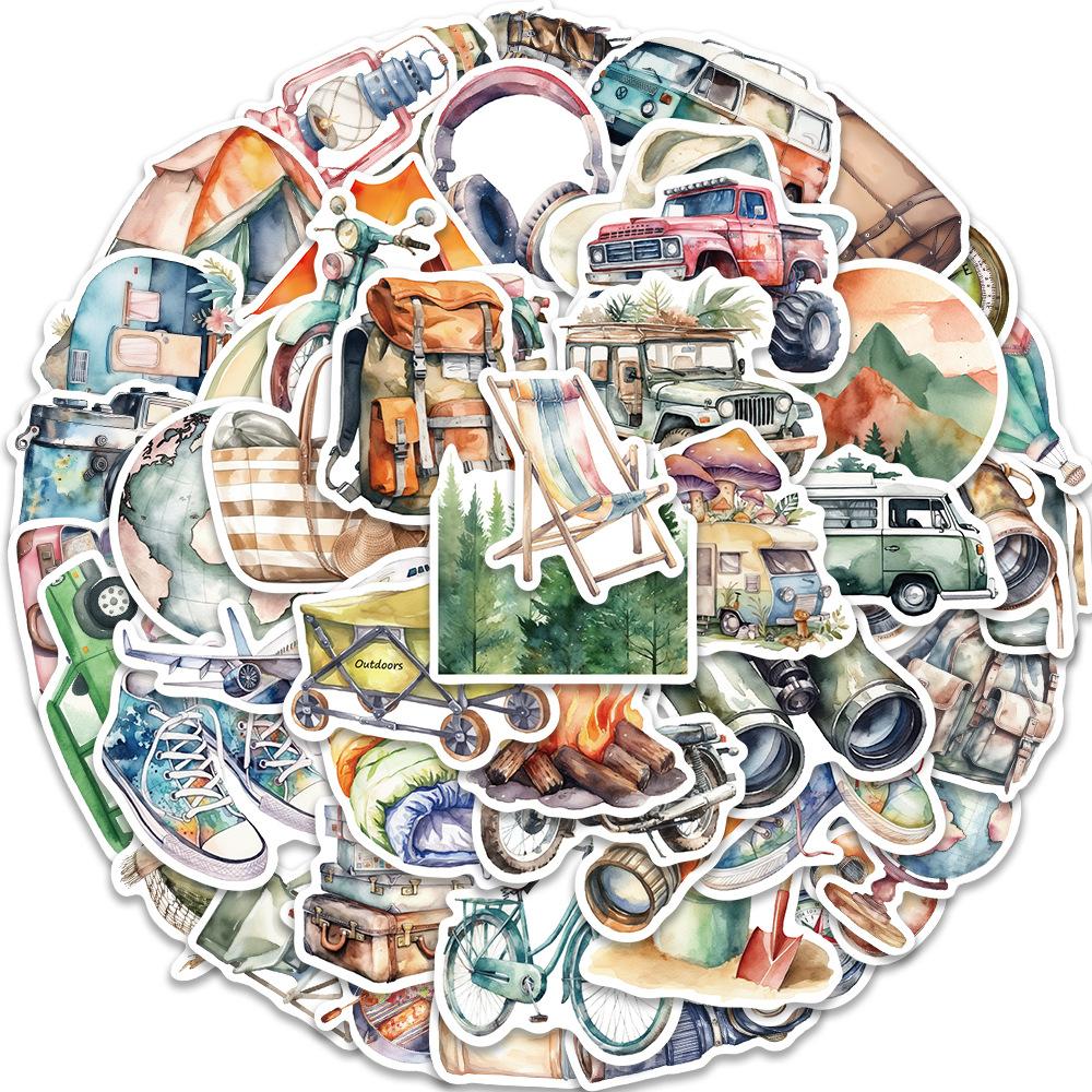 50 Watercolor INS Outdoor Graffiti Stickers Personalized Decorative Guitar Notebook Suitcase DIY Waterproof Stickers