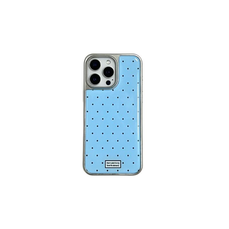 Applicable To Apple 17promax Mobile Phone Case Full Screen Polka Dot iPhone16/15/14 Electroplated Silver Edge Epoxy Case 13