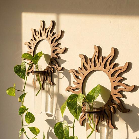 Wall Shelf Hydroponic Plant Frame Durable Wall-Mounted Plant Holder with Transparent Test Tube for Home Decor