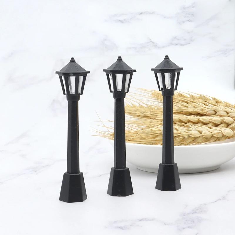 

3pc Plastic Miniature Street Light Model Doll House Micro Landscape Garden Mini Street Light Model Miniature Lamp Post Wholesale