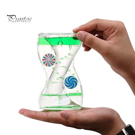 Beruhigendes Blasen-Timer-Spielzeug Flüssige Bewegungsblase Drehende Räder Stressabbau Buntes Öl-Tropf-Sanduhr Fidget Zuhause Büro Schreibtischdekoration Kinder