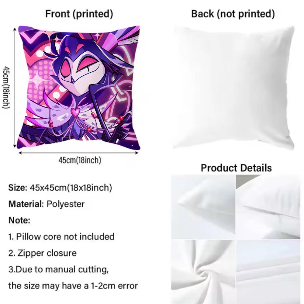 Helluva Boss Anime Cool Cute Hb Cushion Cover Comfortable Reversible Pillow Cover Ideal For Car Sofa Bedroom & Beyond