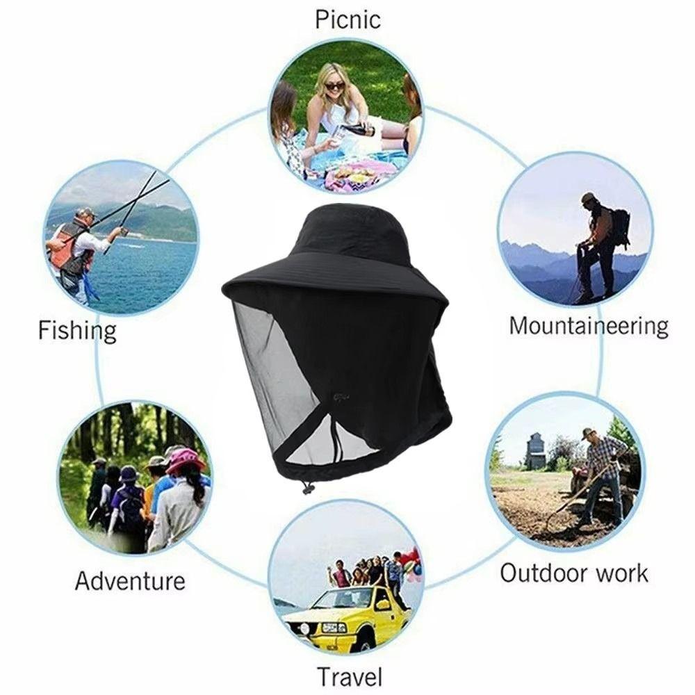 UPF50+ Bee Mosquito Hat Foldable Sun Protection Hat Breathable Net Cover Hat  Unisex