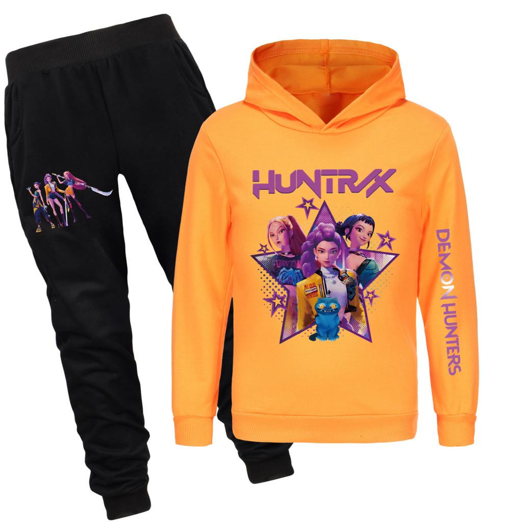 

4840x Kids Girls Rumi Zoey Mira Print Hoodies Pants Trouser Clothes Set 160cm помаранчевий