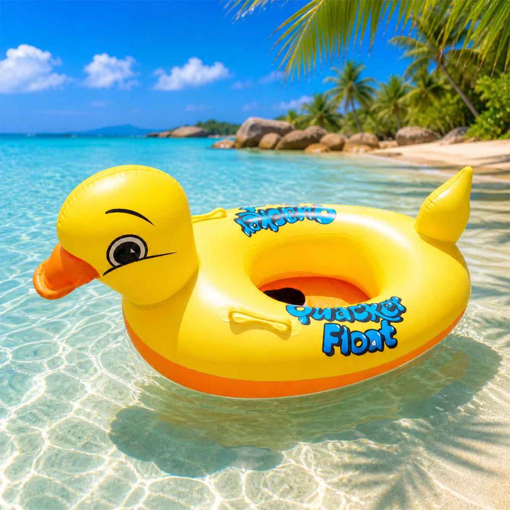 1PC Inflatable Duck Pool Float Seat With Handles PVC Swim Ring for Beach Pool Summer Water Fun