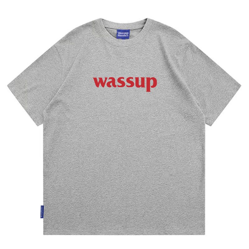 Wassup Heods Simple T-Shirt with Built-In Trendy Solid Color Pure Cotton Casual Top for Men and Women Official Store