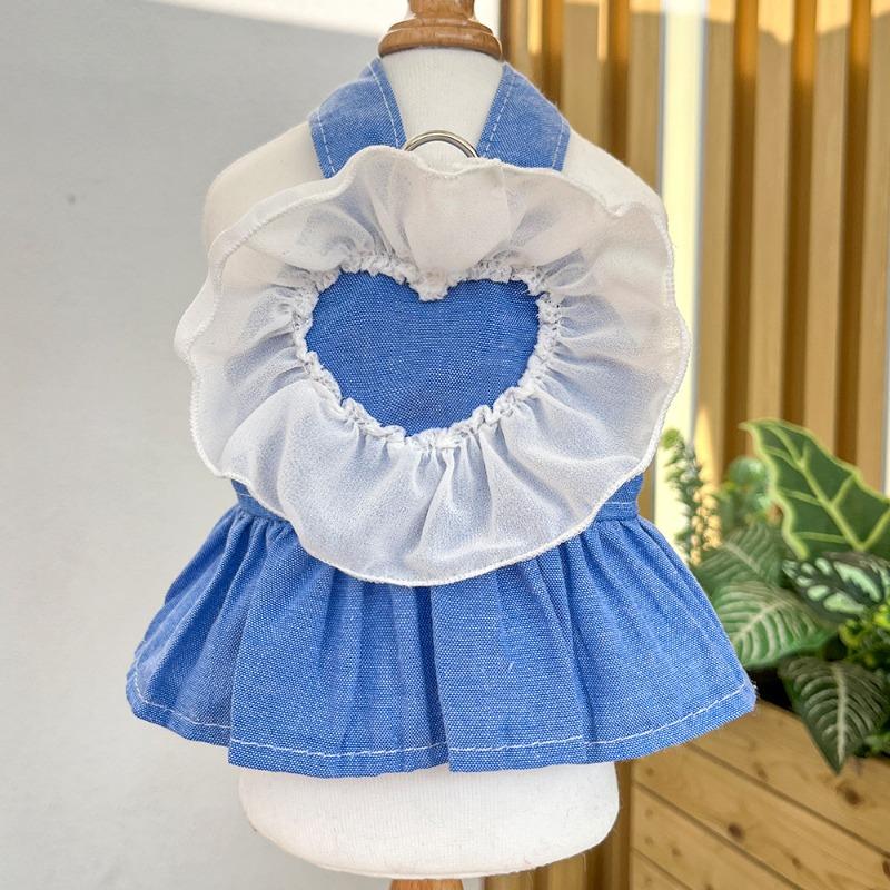Pet Spring and Summer Princess Dress, Dog, Cat, Denim Harness Dress, Teddy Dog, Clothes, Cat