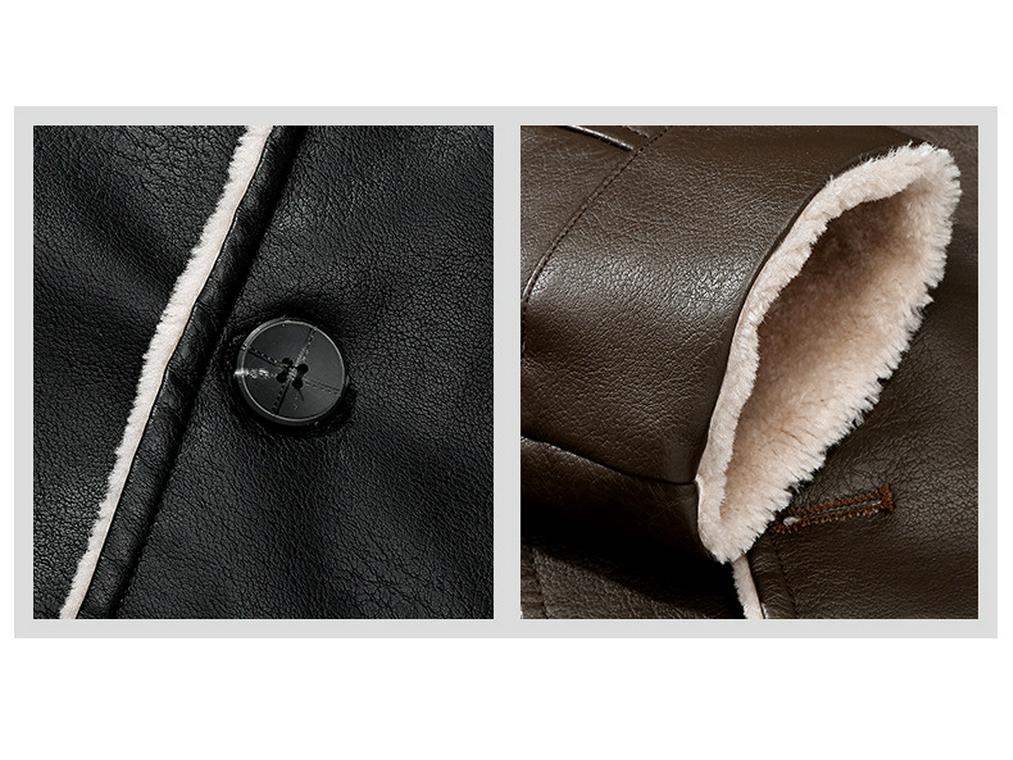 Kožená bunda s podšívkou ze sametu - Teplá, Jednodílná, US velikost 88988.