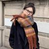 Warm Winter Cashmere Scarf Stripe Pattern Thickened Shawl Wrap New Long Tassel Scarves  Women