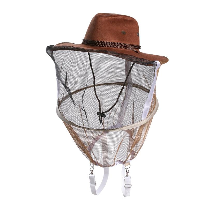 Chapéu de apicultor de aba larga, chapéu anti-mordida, rede de proteção facial, máscara anti-mosquito para áreas externas