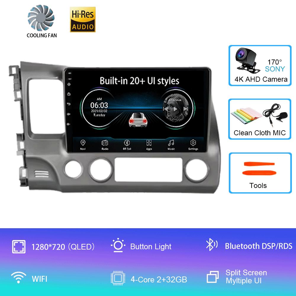 

Для Honda Civic 2005 - 2012 2Din 4G Android 14 Автомагнитола Радио Мультимедийный Видеоплеер Навигация GPS Головное Устройство Carplay Монитор CHINA