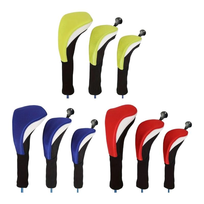 3Pcs Professinal Golf Head Cover with Interchangeable Number Label Soft Wood Golf Club Driver Headcovers Easy to Use