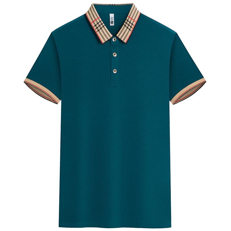 

Летняя мужская рубашка поло с короткими рукавами, деловая повседневная легкая роскошная футболка с лацканами, дышащий повседневный универсальный топ 5XL серый/синий