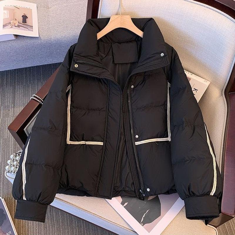 Korejská volná parka s vysokým límcem Zimní zateplené bavlněné bundy Dámský větruodolný teplý zimní kabát Ženy
