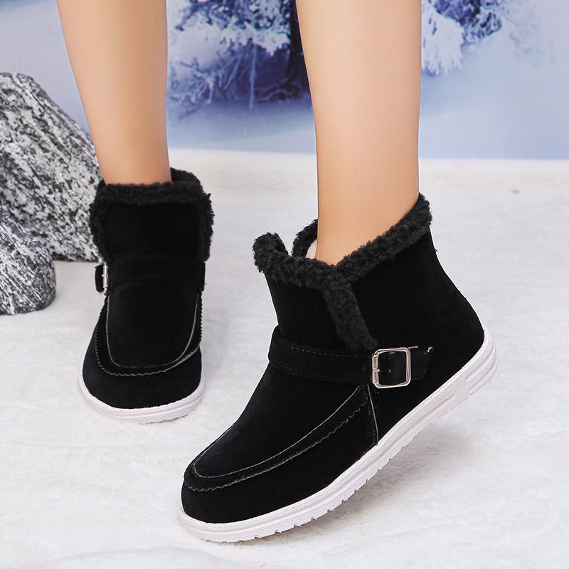 

Зимние теплые ботинки Chelsea Snow женские новые повседневные короткие плюшевые женские ботильоны гладиаторские плоские удобные спортивные туфли для женщин 43 чёрный